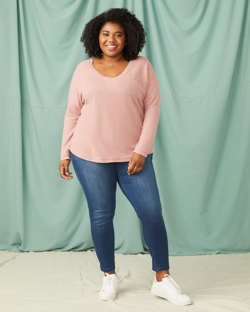 Plus size waffle knit top clearance